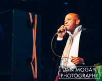 corporate staff christmas party photograph of presenter on stage at sheffield event