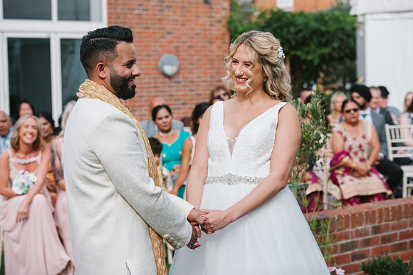 bride and groom at derby wedding ceremony