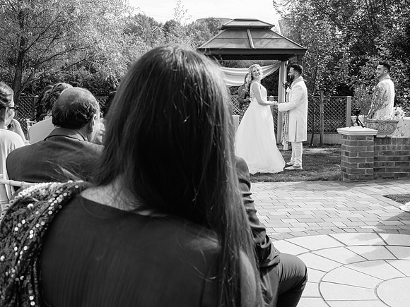reportage wedding photography of bride and groom during wedding ceremony