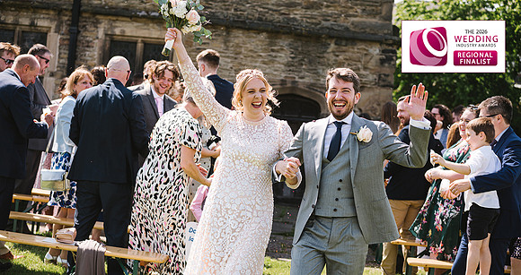Bride and groom newly married at sheffield manor lodge wedding