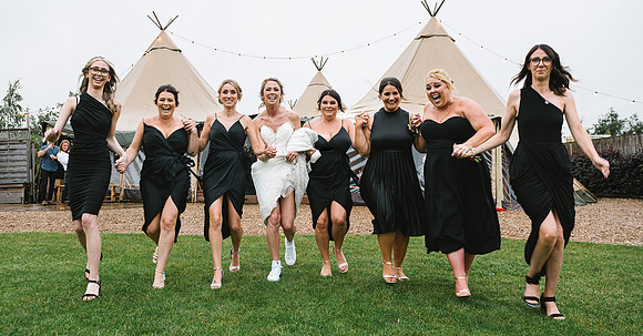 bride-and-bridesmaids-inkersall-grange-farm-wedding-photographer-nottinghamshire