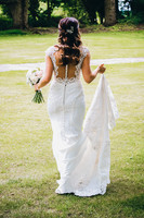 bride walking in her wedding dress at aston hall hotel in rotherham