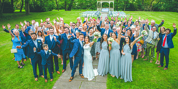 group wedding photo at aston hall hotel in yorkshire
