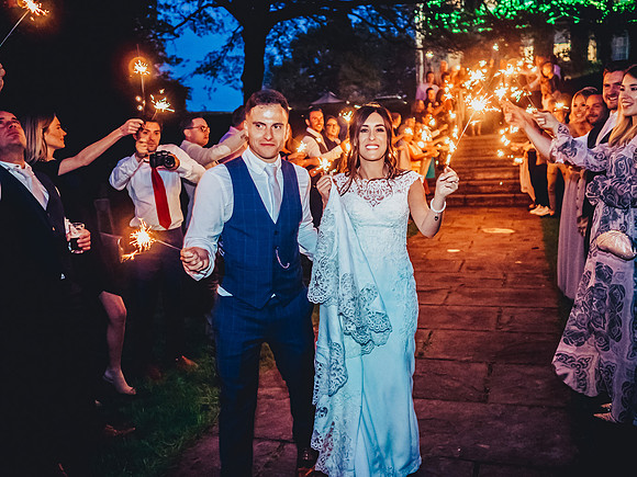 sparklers at aston hall hotel wedding in yorkshire