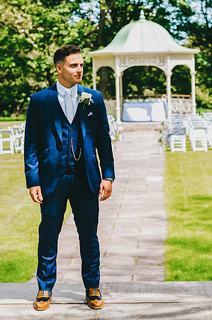 groom waiting for wedding to begin at aston hall hotel in rotherham