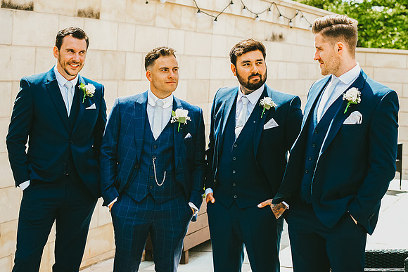 groom with ushers and best man at aston hall hotel wedding