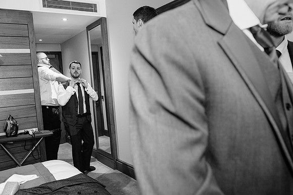 groom preparations for wedding at casa hotel in chesterfield