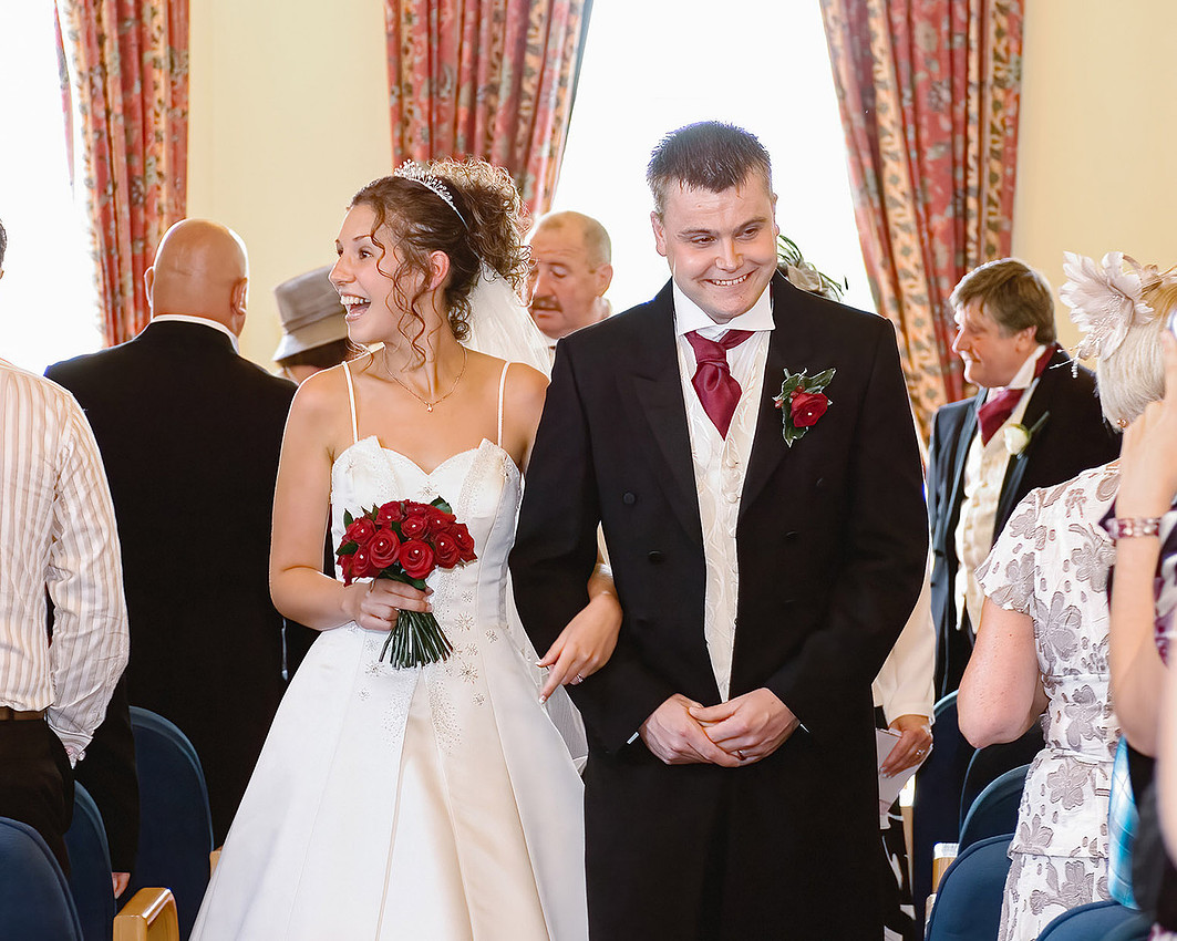 wedding ceremony photography of bride and groom at the stables in doncaster