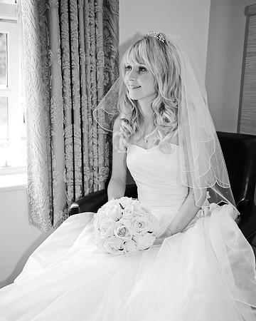 black and white wedding  photography of beautiful bride at mosborough hall in sheffield